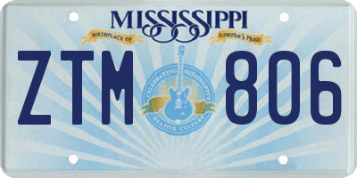 MS license plate ZTM806