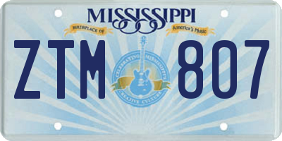 MS license plate ZTM807