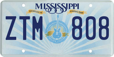 MS license plate ZTM808