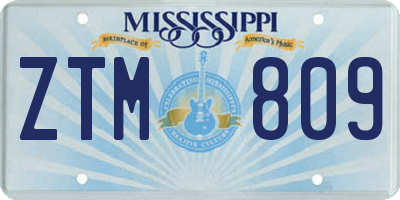 MS license plate ZTM809