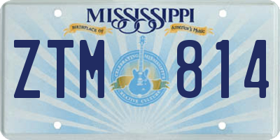 MS license plate ZTM814
