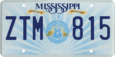 MS license plate ZTM815