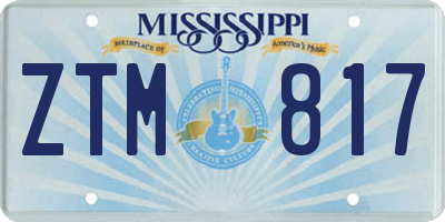MS license plate ZTM817