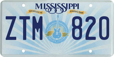 MS license plate ZTM820