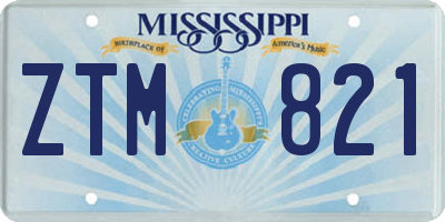 MS license plate ZTM821
