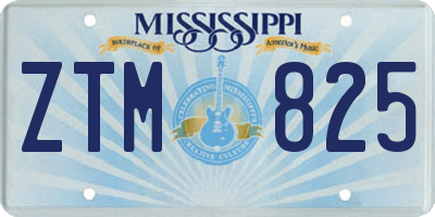 MS license plate ZTM825