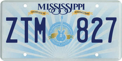 MS license plate ZTM827