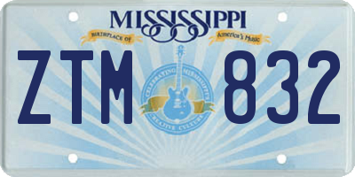 MS license plate ZTM832