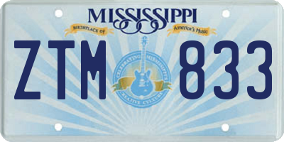 MS license plate ZTM833