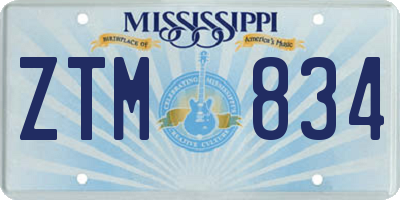MS license plate ZTM834