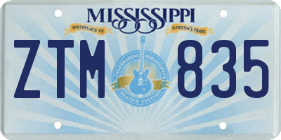 MS license plate ZTM835