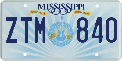 MS license plate ZTM840