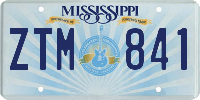 MS license plate ZTM841