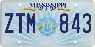 MS license plate ZTM843