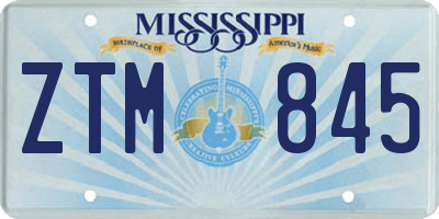 MS license plate ZTM845