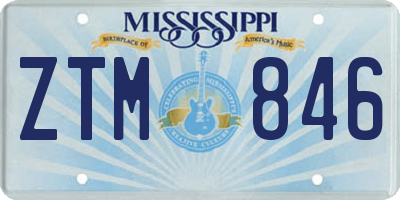 MS license plate ZTM846