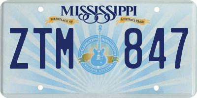 MS license plate ZTM847