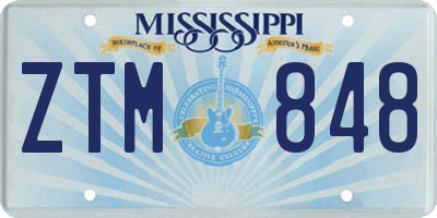 MS license plate ZTM848