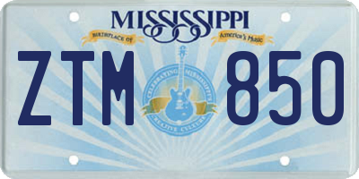 MS license plate ZTM850