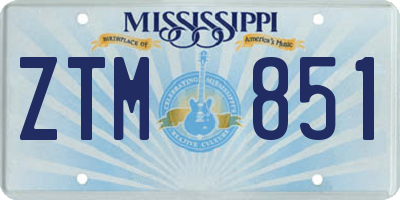 MS license plate ZTM851