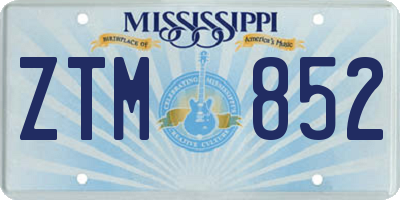 MS license plate ZTM852