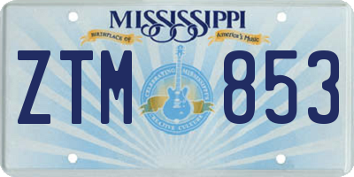 MS license plate ZTM853