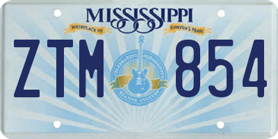 MS license plate ZTM854