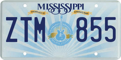 MS license plate ZTM855