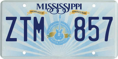 MS license plate ZTM857