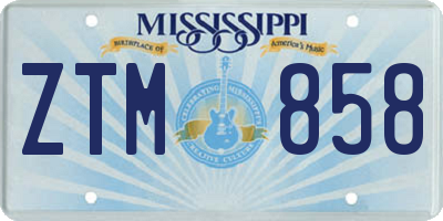 MS license plate ZTM858