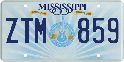 MS license plate ZTM859