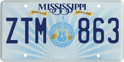 MS license plate ZTM863