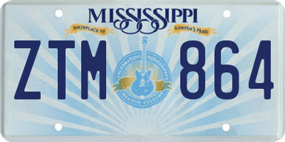 MS license plate ZTM864