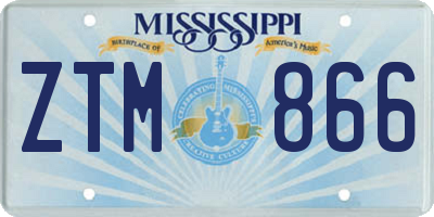 MS license plate ZTM866
