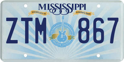 MS license plate ZTM867