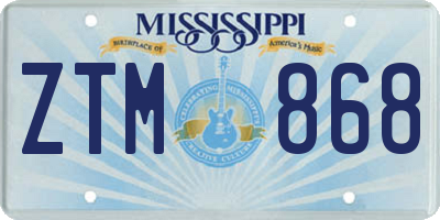 MS license plate ZTM868