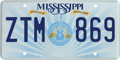 MS license plate ZTM869