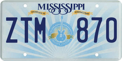 MS license plate ZTM870