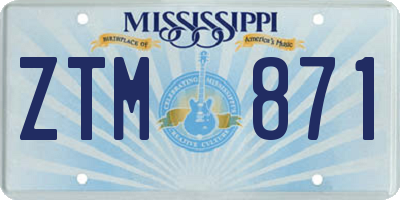 MS license plate ZTM871