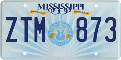 MS license plate ZTM873
