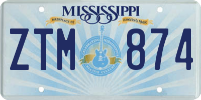 MS license plate ZTM874