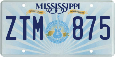 MS license plate ZTM875