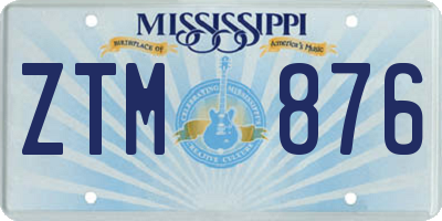 MS license plate ZTM876