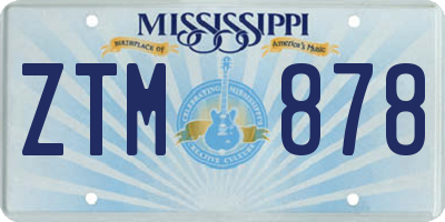MS license plate ZTM878