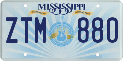 MS license plate ZTM880
