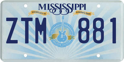 MS license plate ZTM881