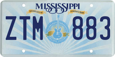 MS license plate ZTM883