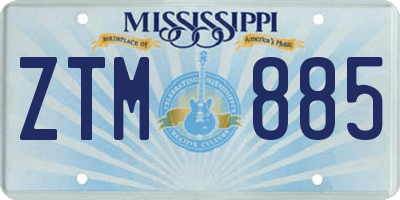 MS license plate ZTM885