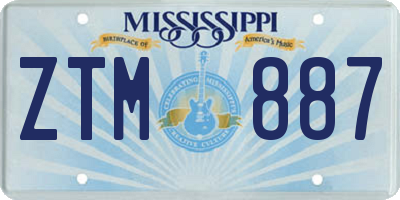 MS license plate ZTM887