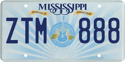 MS license plate ZTM888